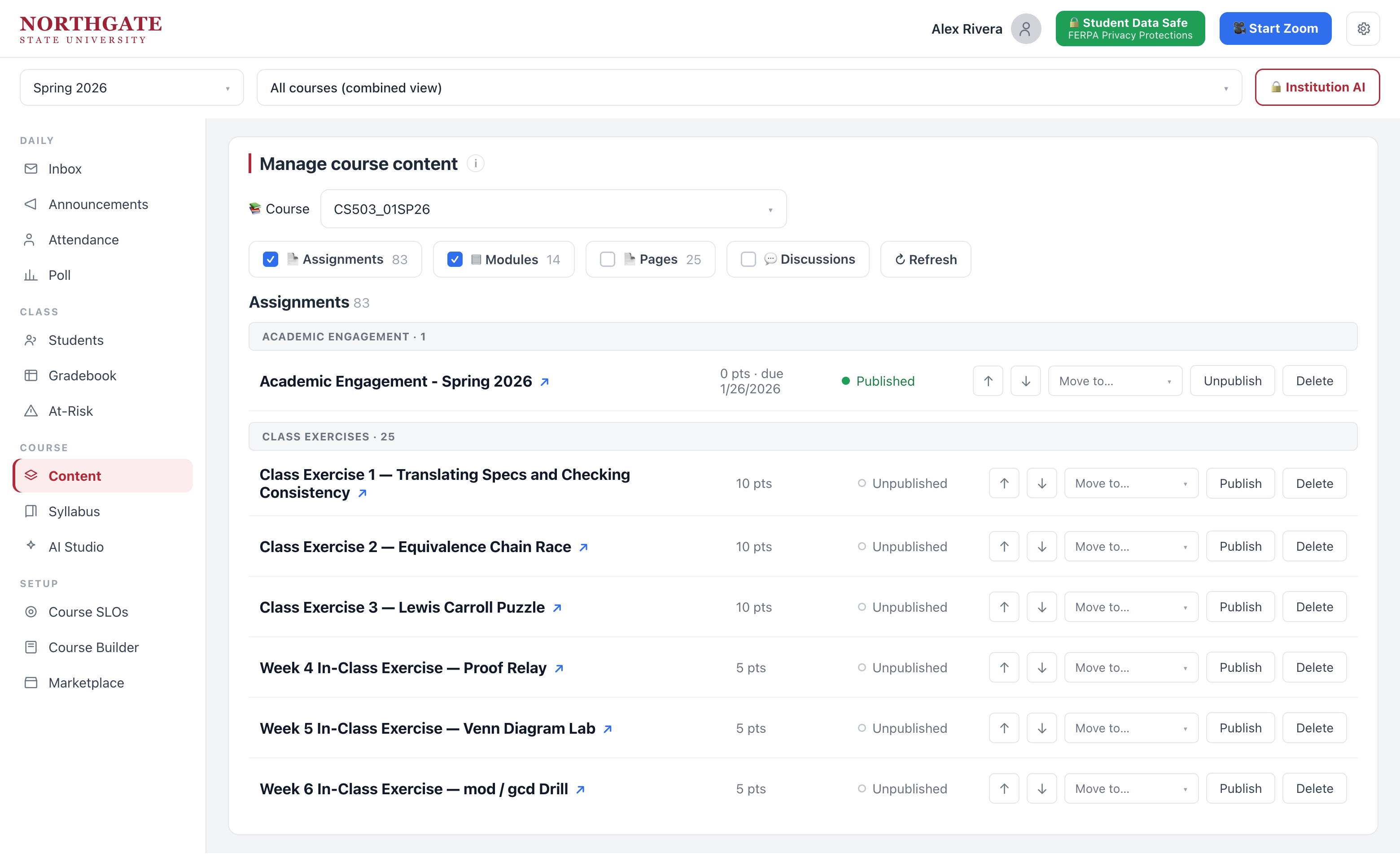 Manage course content — bulk publish, reorder and organize assignments and modules